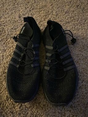 Men's Black Slip-On Knit “water” Sneakers with Toggle Lacing